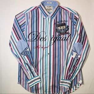 Desigual Spell Out Chest Patch Button Front Large